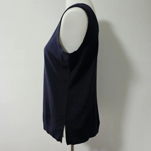 Exclusively Misook Dark Navy Double Scoopneck Tank Size Medium - Picture 4 of 7